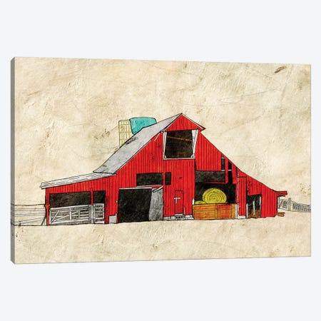 Red Barn Canvas Print #YBM57} by Ynon Mabat Canvas Artwork