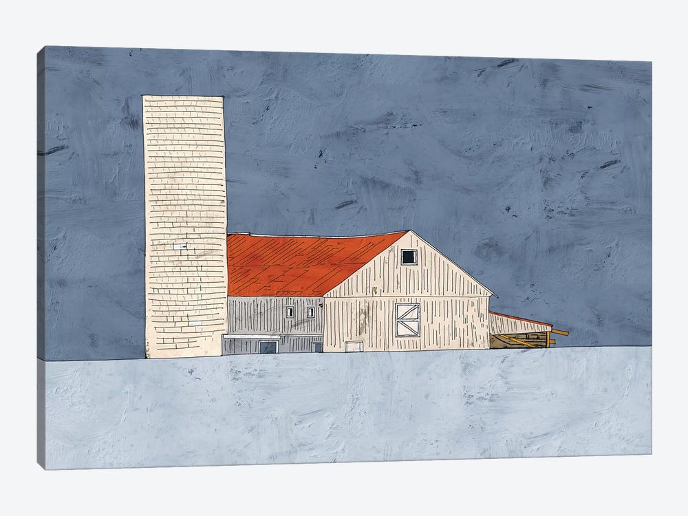 Barn And Silo by Ynon Mabat 1-piece Canvas Art Print