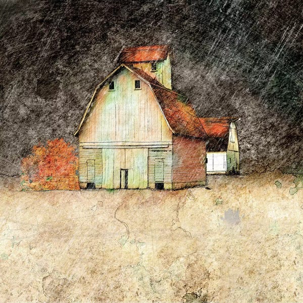 Ynon Mabat: Stormy Farm Evening by Ynon Mabat