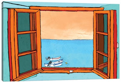 Through The Window Canvas Art Print - Kids Nautical Art
