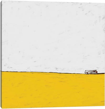 Barn In The Distance Canvas Art Print - Yellow Art