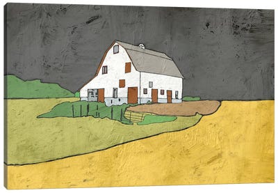 White Barn Canvas Art Print - Farm Art