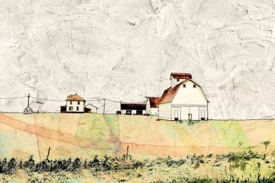 White Barn In The Field by Ynon Mabat framed wall art