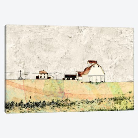 White Barn In The Field Canvas Print #YBM77} by Ynon Mabat Canvas Artwork