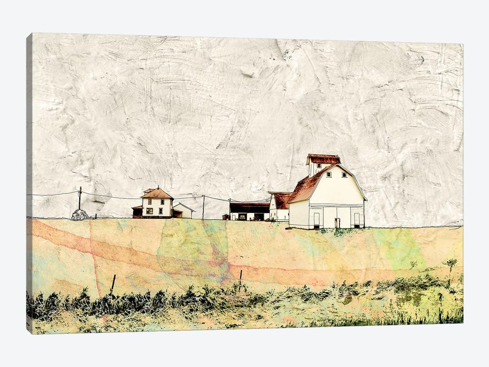 White Barn In The Field by Ynon Mabat 1-piece Canvas Print