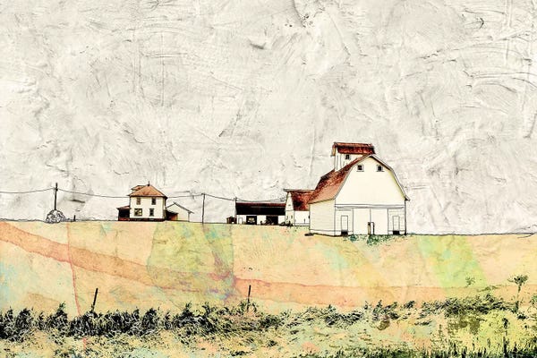Ynon Mabat: White Barn In The Field by Ynon Mabat