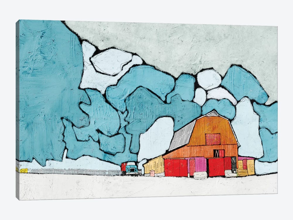 Barn Under Blue Skies by Ynon Mabat 1-piece Canvas Print