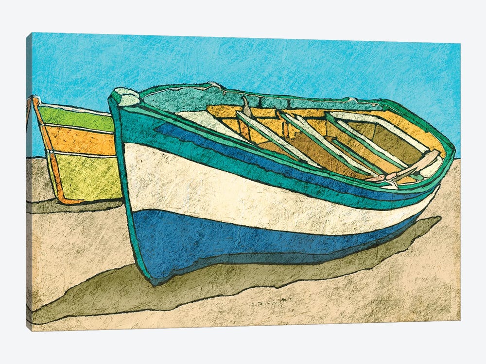 Blue Rowboat by Ynon Mabat 1-piece Canvas Art Print