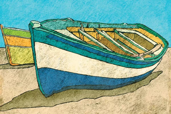 Ynon Mabat: Blue Rowboat by Ynon Mabat