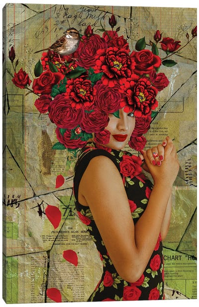 Woman In Bloom- Rose Canvas Art Print - Yvonne Coleman Burney