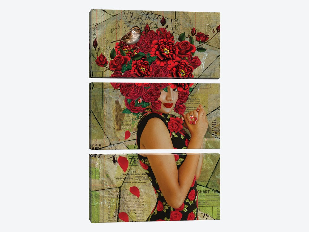 Woman In Bloom- Rose by Yvonne Coleman Burney 3-piece Canvas Artwork