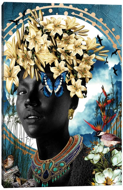 Lily Blue Canvas Art Print - Afrofuturism