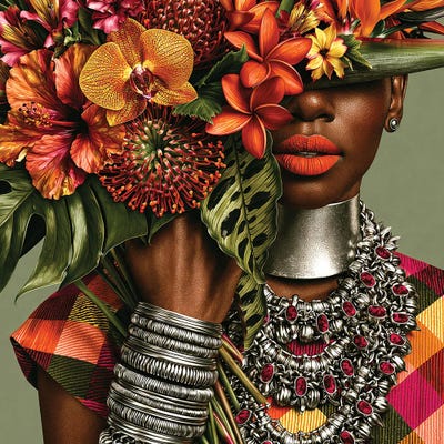 Black & Dark Art - Canvas Prints: Orange Hibiscus Blooming by Yvonne Coleman Burney