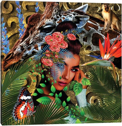 Women In Bloom - Jungle Boogie Bloom Canvas Art Print - Monkey Art