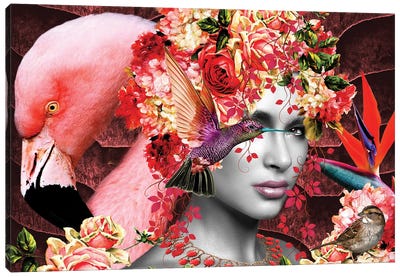 Flamingo Rose In Bloom Canvas Art Print - Jewelry Art