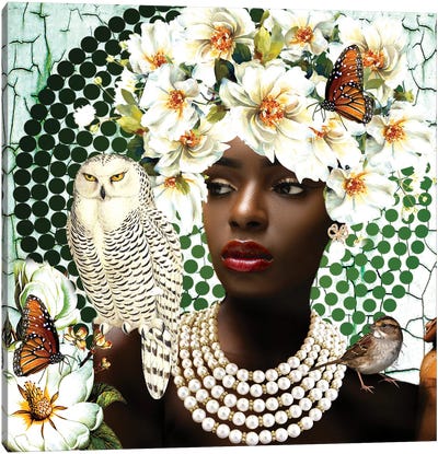 Pearls In Bloom Canvas Art Print - Monarch Butterflies