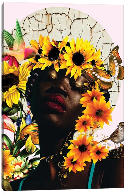 The Sunshine Of Nini -Women In Bloom Canvas Art Print - Multimedia Portraits