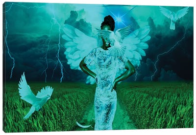 Angel Of The Storm Canvas Art Print - Dove & Pigeon Art