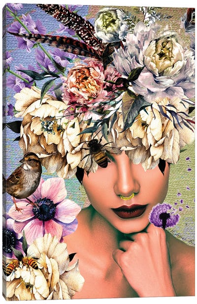 Women In Bloom - Bee Beautiful Canvas Art Print - Multimedia Portraits