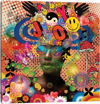 Joyful Noise - Afo-Pop Art Canvas Art Print - Multimedia Portraits