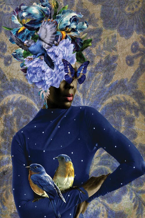Women In Bloom - Blue Birds Sing by Yvonne Coleman Burney wall art