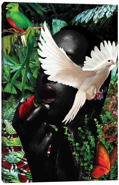 Eve In The Garden Canvas Art Print - Dove & Pigeon Art