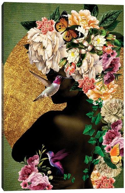 Women In Bloom - Destiny Blooming Canvas Art Print - Butterfly Art