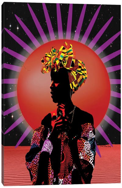 My Life In The Sunshine Star Gazing Canvas Art Print - Afrofuturism