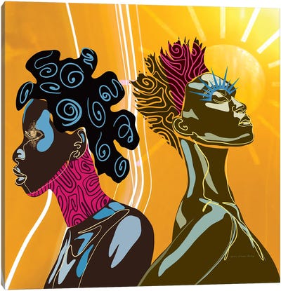 My Life In The Sunshine Sister Sister Canvas Art Print - Afrofuturism
