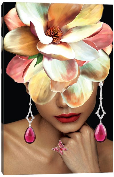 Women In Bloom - Peony Pink Canvas Art Print - Yvonne Coleman Burney