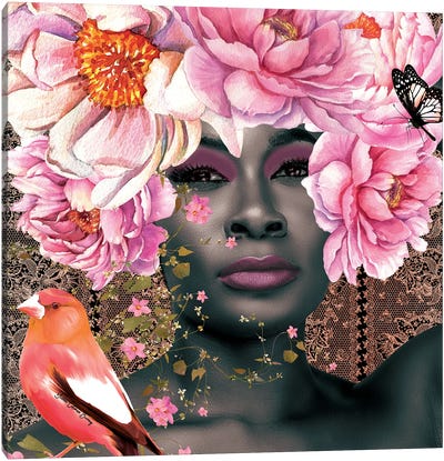 Women In Bloom- Pink Peony Canvas Art Print - Yvonne Coleman Burney