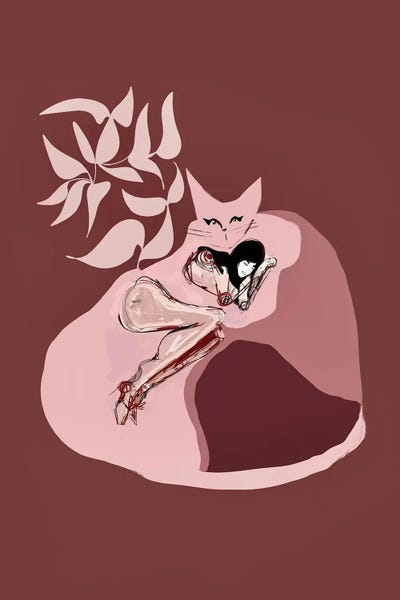 Burgundy Cat Nap by Year of the Cat canvas print