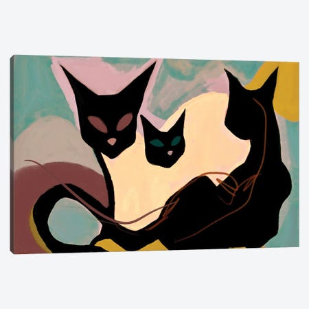 Abstract Feline Family Canvas Print #YCG19} by Year of the Cat Canvas Artwork