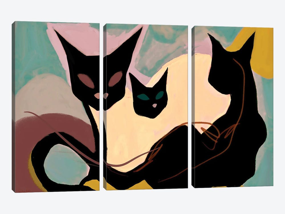 Abstract Feline Family by Year of the Cat 3-piece Art Print