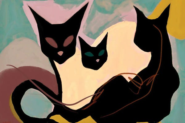 Black Cats: Abstract Feline Family by Year of the Cat