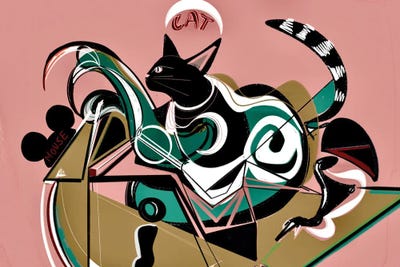 Geometric Pink Cat by Year of the Cat art print