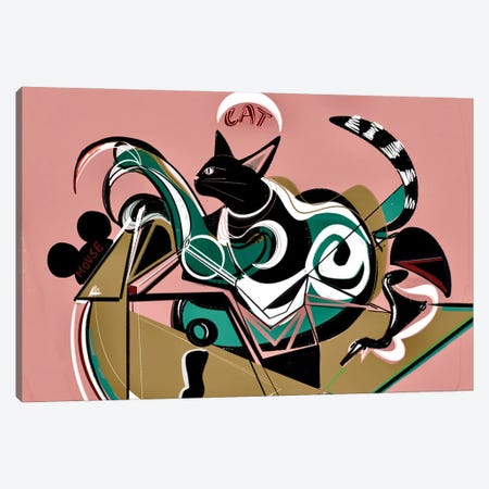Geometric Pink Cat Canvas Print #YCG20} by Year of the Cat Art Print