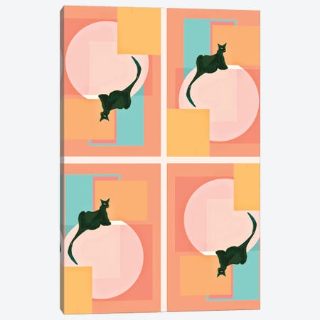 Tangerine Geometric Jaguar Canvas Print #YCG22} by Year of the Cat Canvas Art Print