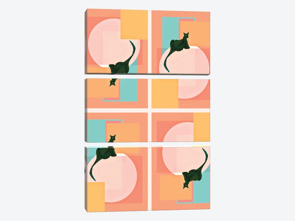 Tangerine Geometric Jaguar by Year of the Cat 3-piece Art Print