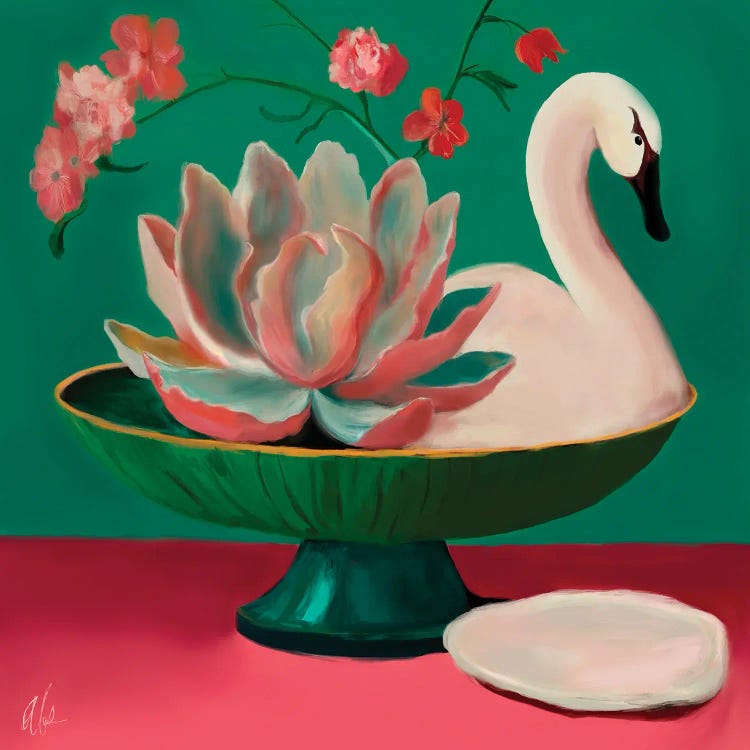 Lotus And Swan by Year of the Cat wall art
