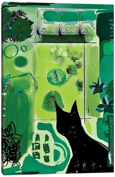 Abstract Cat Garden Canvas Art Print - Year of the Cat
