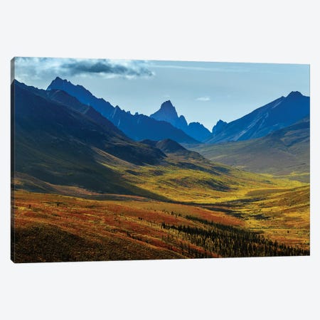 Canada, Yukon, Tombstone Territorial Park, Fall Color And Mountain Valley Views. Canvas Print #YCH103} by Yuri Choufour Canvas Wall Art