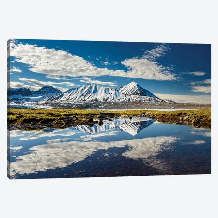 Norway, Svalbard, Spitsbergen. 14Th July Glacier, Mountain And Cloud Reflections. Canvas Print #YCH138} by Yuri Choufour Art Print