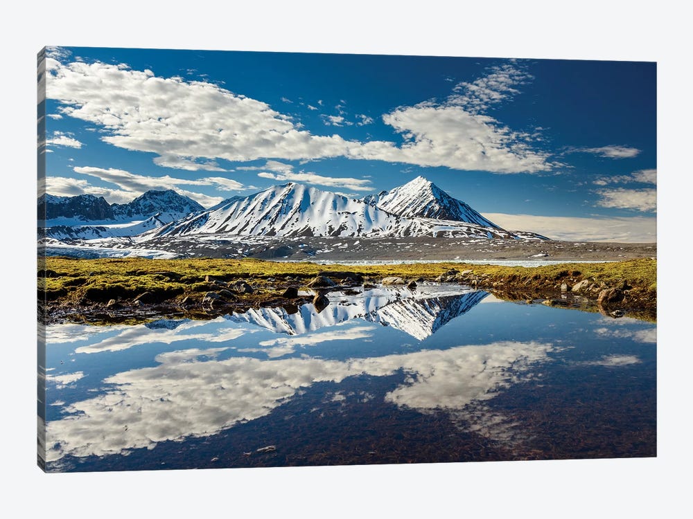 Norway, Svalbard, Spitsbergen. 14Th July Glacier, Mountain And Cloud Reflections. by Yuri Choufour 1-piece Canvas Print