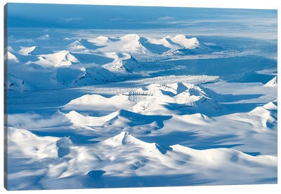 Norway, Svalbard, Spitsbergen. Aerial View Of Glaciated Mountains. Canvas Art Print - Svalbard