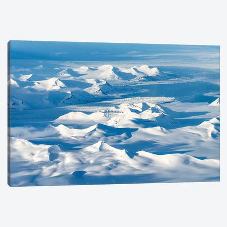 Norway, Svalbard, Spitsbergen. Aerial View Of Glaciated Mountains. Canvas Print #YCH141} by Yuri Choufour Canvas Wall Art