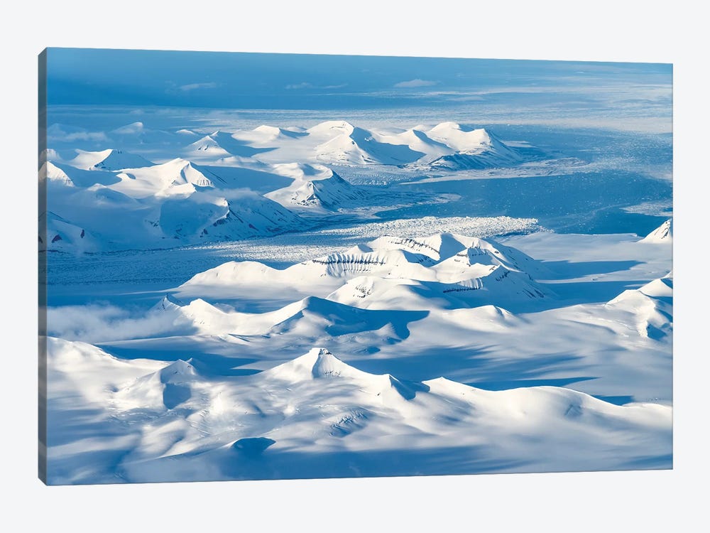 Norway, Svalbard, Spitsbergen. Aerial View Of Glaciated Mountains. by Yuri Choufour 1-piece Canvas Print