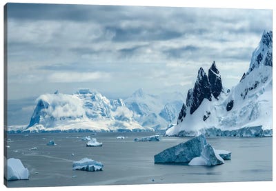 Antarctica, Antarctic Peninsula, Danco Island. Errera Channel Panorama. Canvas Art Print - Glacier & Iceberg Art