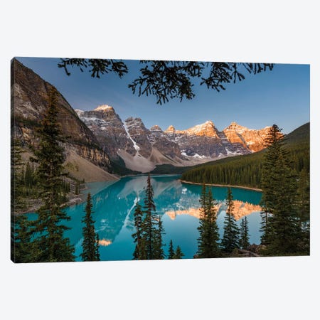 Canada, Alberta, Banff National Park, Moraine Lake At Sunrise. Canvas Print #YCH36} by Yuri Choufour Canvas Wall Art
