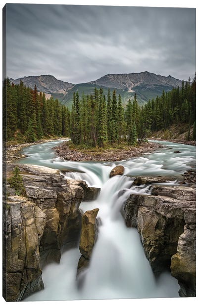 Canada, Alberta, Jasper National Park. Sunwapta Falls. Canvas Art Print - Yuri Choufour